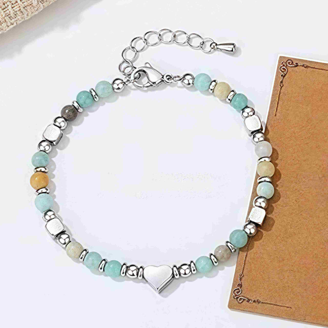 Buddha Stones aus Natursteinen: Amazonit, Amethyst, Lapislazuli, Rosenquarz – Herzförmiges Armband für positive Balance - image 8
