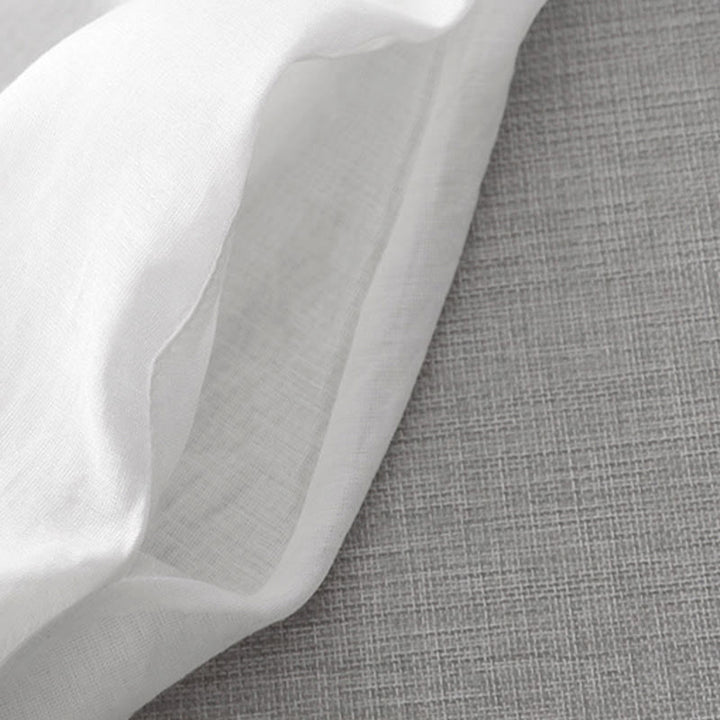 Buddha Stones Sommer-Midikleid in Weiß mit reiner Farbe, Stickerei, Blattblume, V-Ausschnitt, kurzärmelig, mit Taschen - image 8