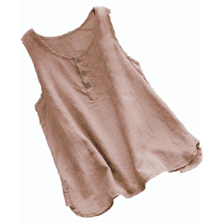 Buddha Stones Sommer Reine Farbe Rundhalsausschnitt Knopf Damen Weste Weste - image 5