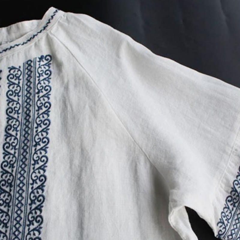 Damen-Shirt mit Buddha Stones , ethnischer Stickerei, böhmischem Muster, langärmelig, Rundhalsausschnitt - image 3