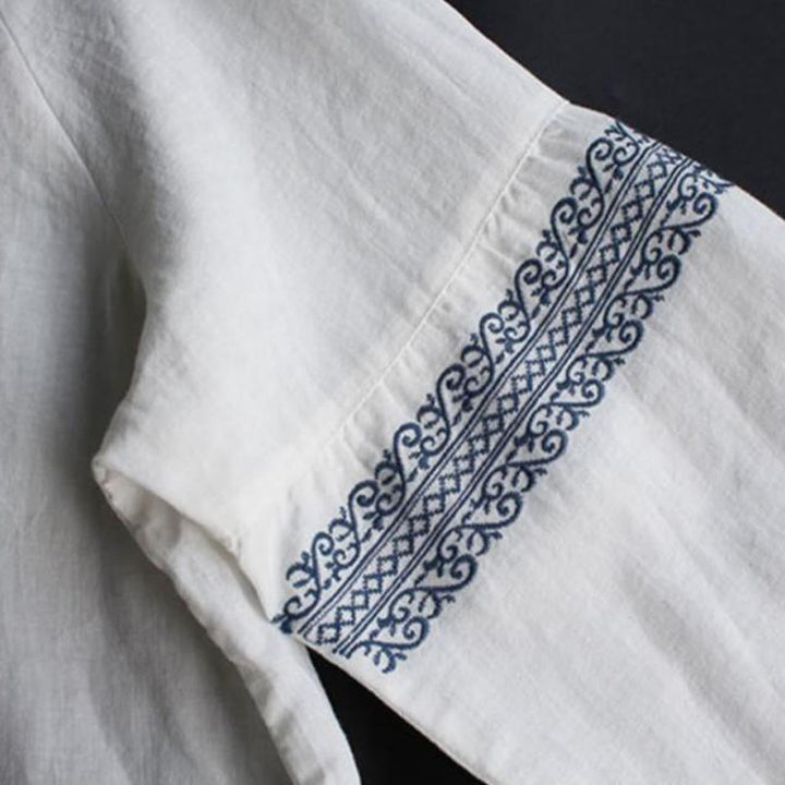 Damen-Shirt mit Buddha Stones , ethnischer Stickerei, böhmischem Muster, langärmelig, Rundhalsausschnitt - image 6