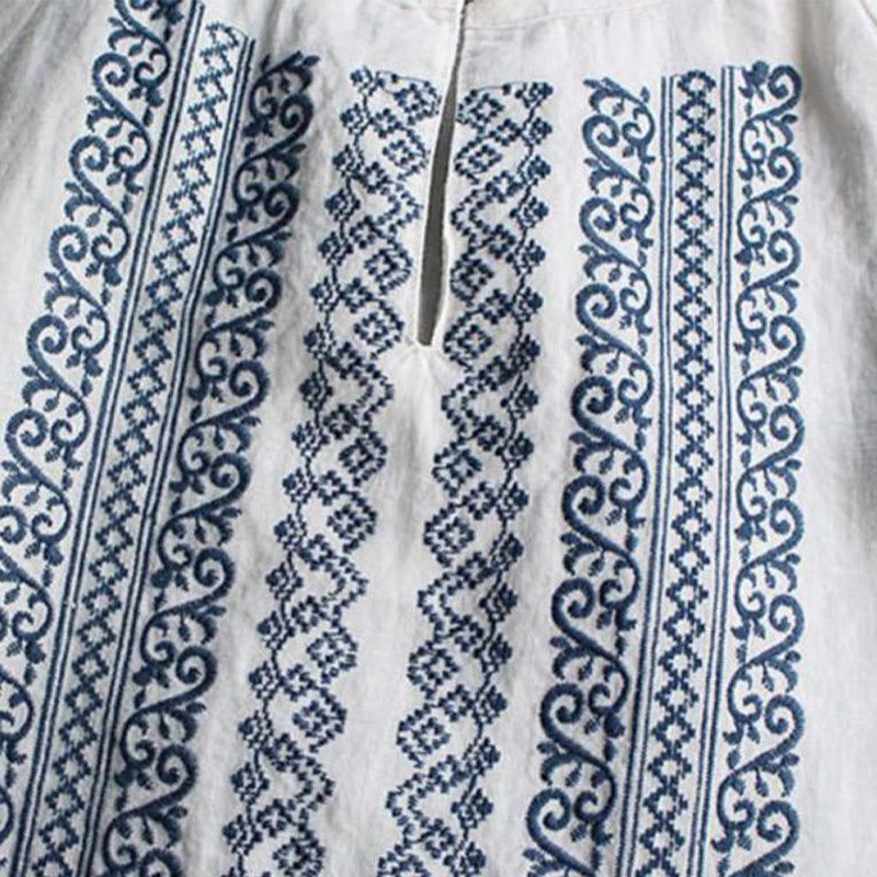 Damen-Shirt mit Buddha Stones , ethnischer Stickerei, böhmischem Muster, langärmelig, Rundhalsausschnitt - image 3