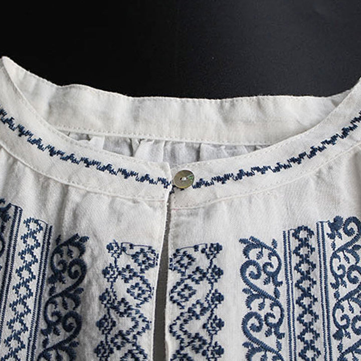 Damen-Shirt mit Buddha Stones , ethnischer Stickerei, böhmischem Muster, langärmelig, Rundhalsausschnitt - image 4