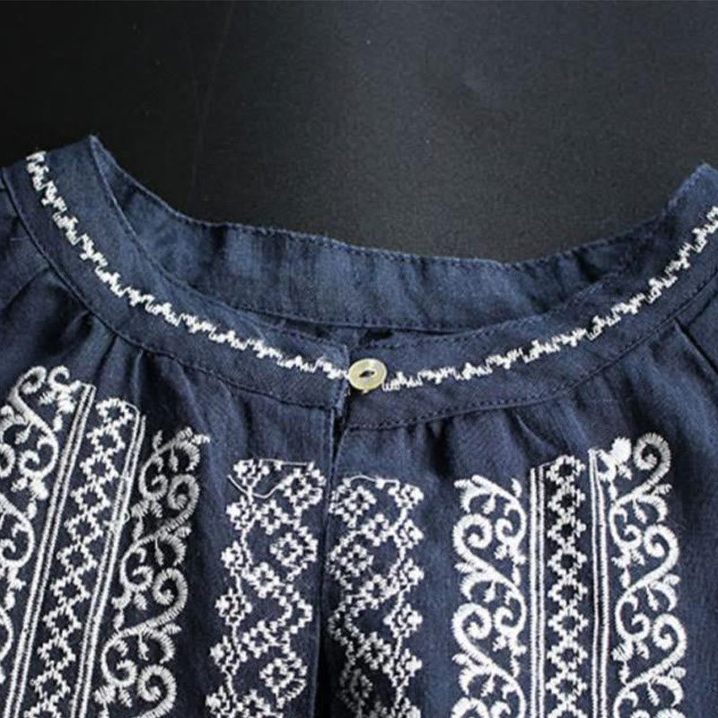 Damen-Shirt mit Buddha Stones , ethnischer Stickerei, böhmischem Muster, langärmelig, Rundhalsausschnitt - image 8
