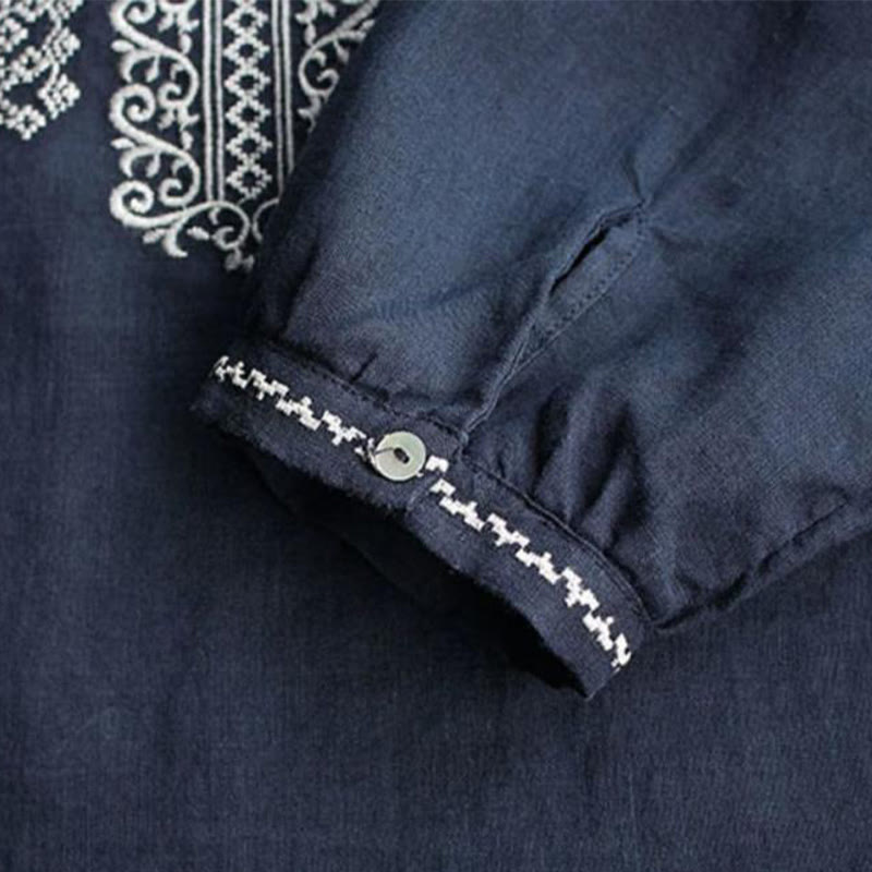 Damen-Shirt mit Buddha Stones , ethnischer Stickerei, böhmischem Muster, langärmelig, Rundhalsausschnitt - image 12
