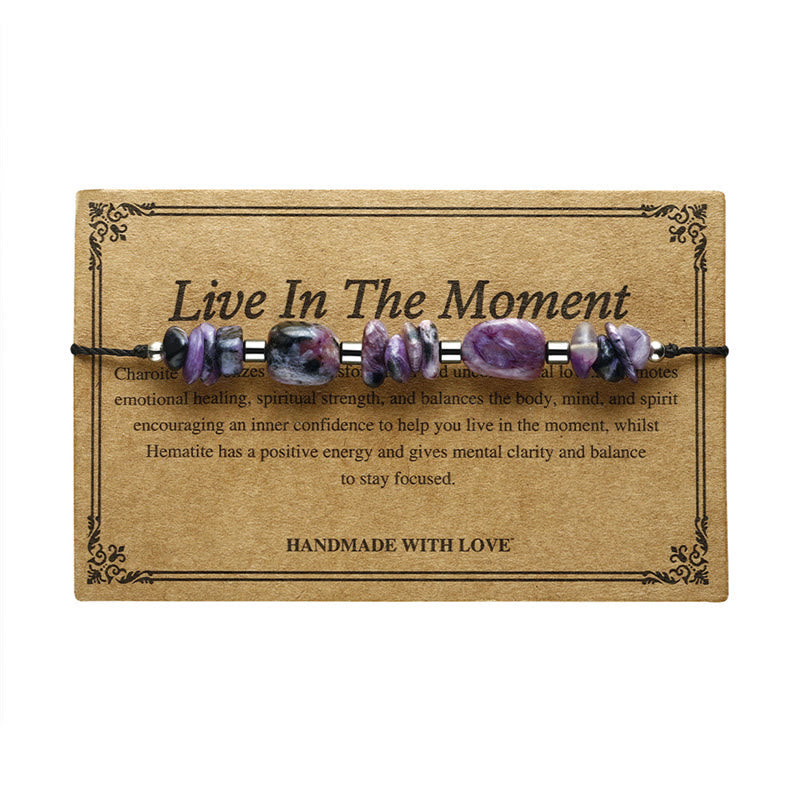 Buddha Stones Live In The Moment Charoit Hämatit Kraftvolles Armband - image 10