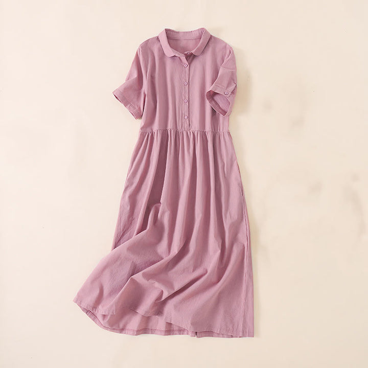 Sommerkleid mit Buddha Stones -Knöpfen, kurzen Ärmeln und Taschen - Blassviolettrot - US12, UK/AU16, EU44 (3XL) - image 0
