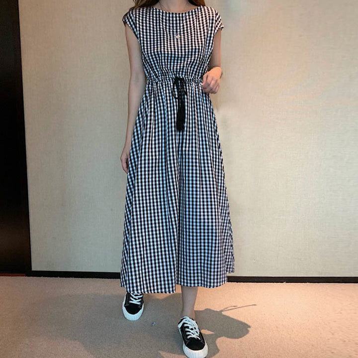 Buddha Stones Lässiges Midikleid aus Baumwolle und Leinen mit orientalischer Taille und Kordelzug - Grau - US 8-10, UK/AU 12-14, EU 40-42 (2XL) - image 24