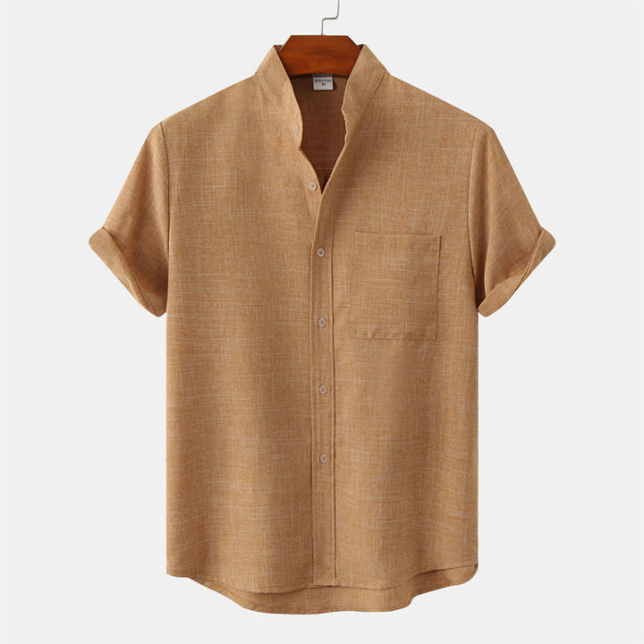 Buddha Stones Sommer Herren Button Plain Kurzarm Baumwollhemd mit Tasche - SandyBrown - US/ UK/AU42，EU52 (3XL) - image 21