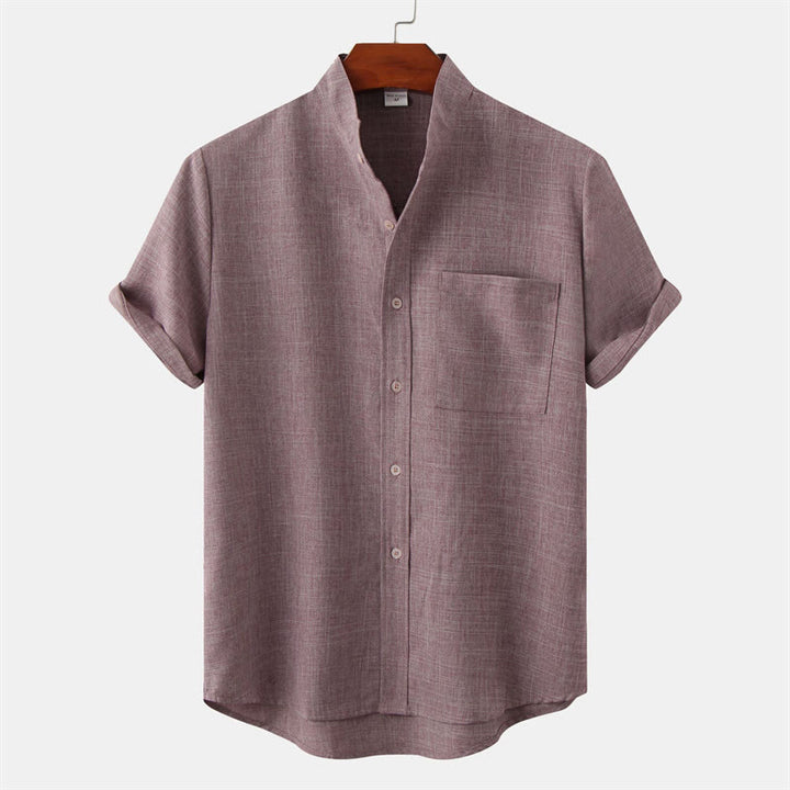 Buddha Stones Sommer Herren Button Plain Kurzarm Baumwollhemd mit Tasche - Bräunen - US/ UK/AU42，EU52 (3XL) - image 14