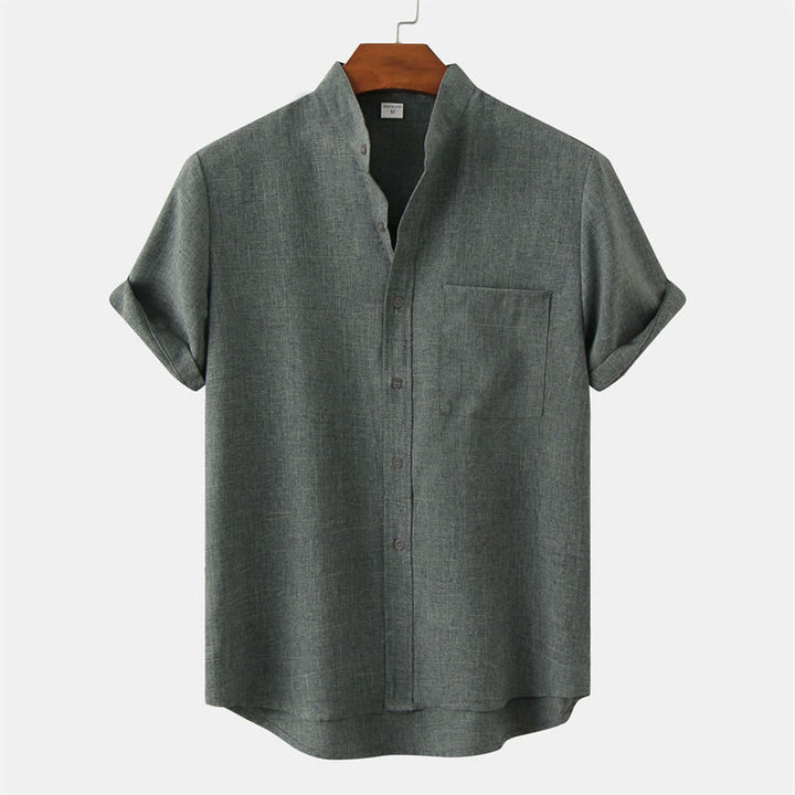 Buddha Stones Sommer Herren Button Plain Kurzarm Baumwollhemd mit Tasche - MittelAquamarin - US/ UK/AU42，EU52 (3XL) - image 28