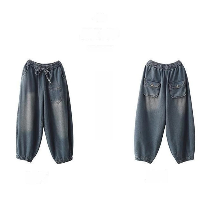 Buddha Stones Casual DarkSlateBlue Plain Kordelzug Baumwolle Damen Haremshose mit Taschen