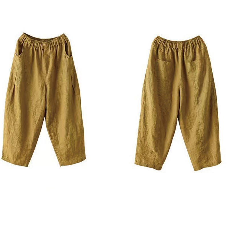 Buddha Stones Sommer Lässige Spleißen Plain Design Damen Haremshose mit Taschen - image 12