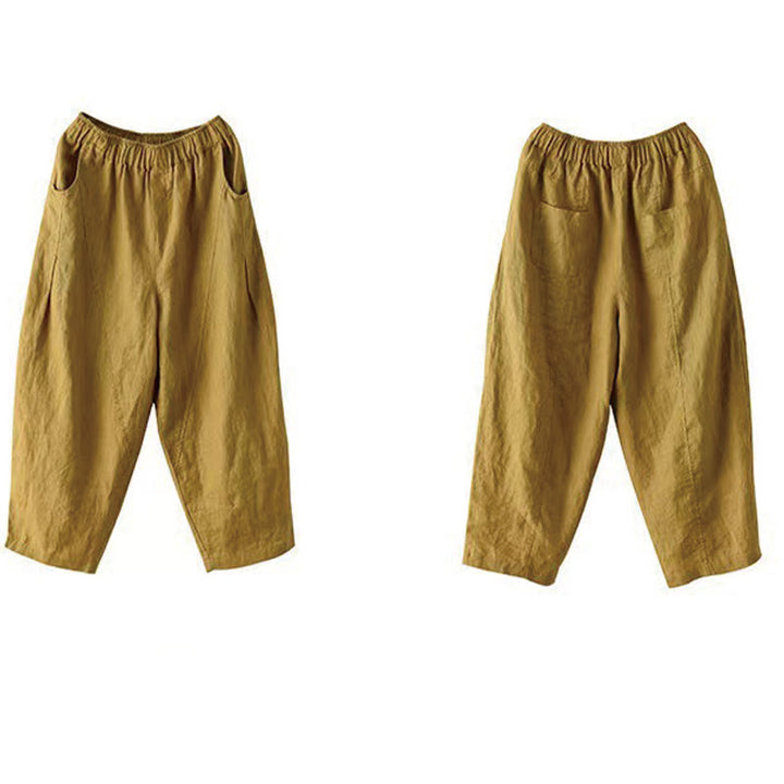 Buddha Stones Sommer Lässige Spleißen Plain Design Damen Haremshose mit Taschen - image 12