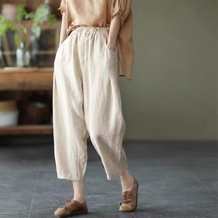 Buddha Stones Sommer Lässige Spleißen Plain Design Damen Haremshose mit Taschen - Beige - US8-10， UK/AU12-14，EU40-42 (2XL) - image 23