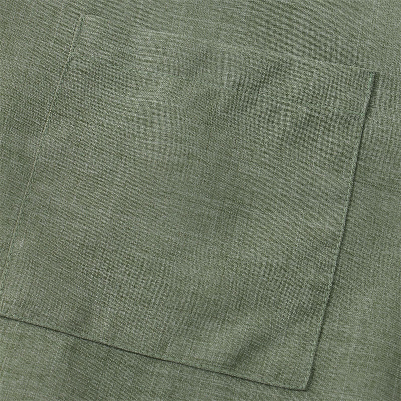 Buddha Stones Sommer Herren Button Plain Kurzarm Baumwollhemd mit Tasche - image 5