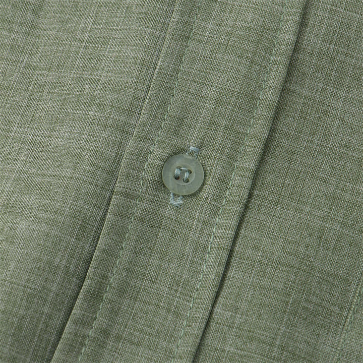 Buddha Stones Sommer Herren Button Plain Kurzarm Baumwollhemd mit Tasche - image 4