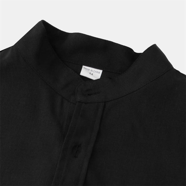 Buddha Stones Sommer Herren Button Plain Kurzarm Baumwollhemd mit Tasche - image 9