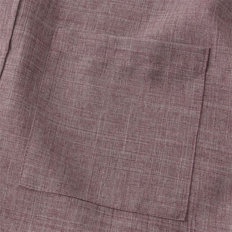 Buddha Stones Sommer Herren Button Plain Kurzarm Baumwollhemd mit Tasche - image 18