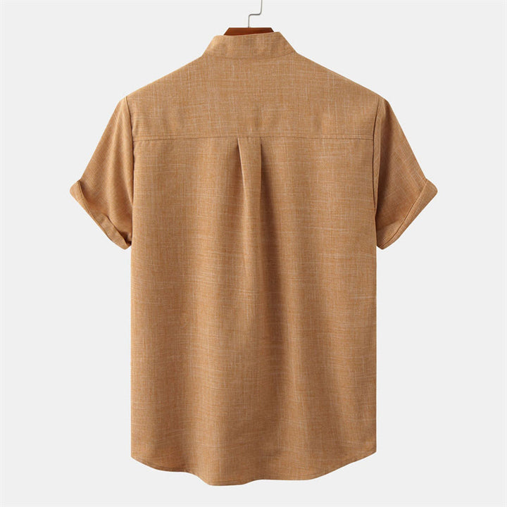 Buddha Stones Sommer Herren Button Plain Kurzarm Baumwollhemd mit Tasche - image 22