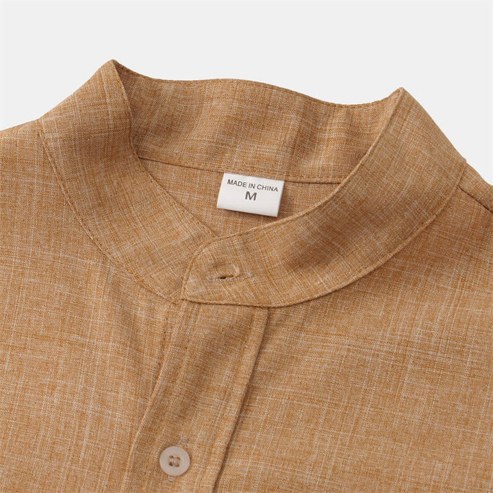 Buddha Stones Sommer Herren Button Plain Kurzarm Baumwollhemd mit Tasche - image 24