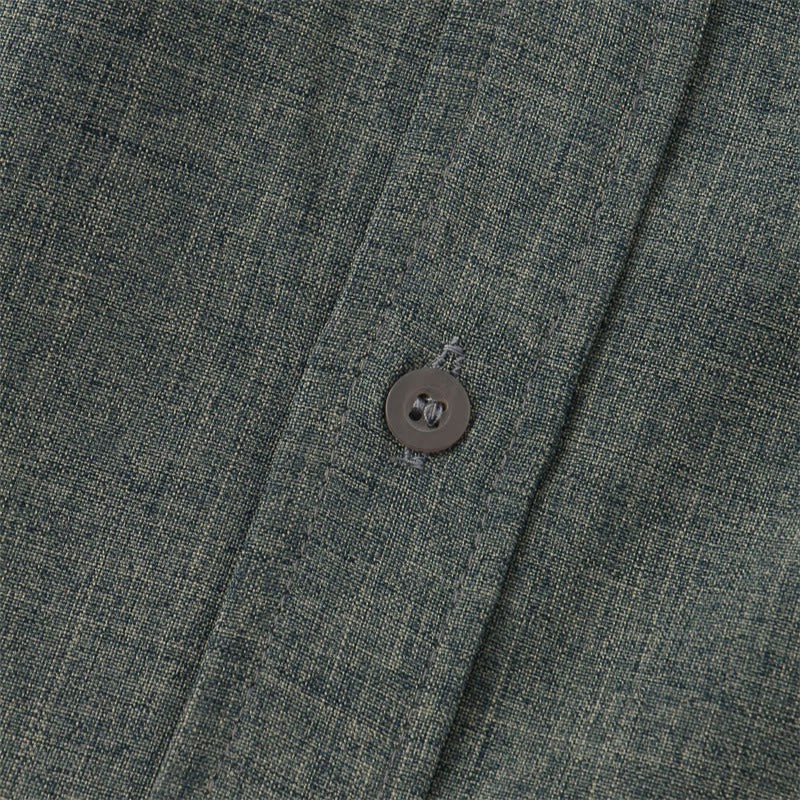 Buddha Stones Sommer Herren Button Plain Kurzarm Baumwollhemd mit Tasche - image 32