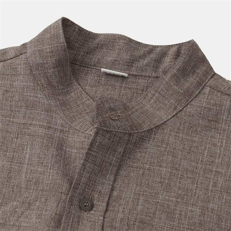 Buddha Stones Sommer Herren Button Plain Kurzarm Baumwollhemd mit Tasche - image 37