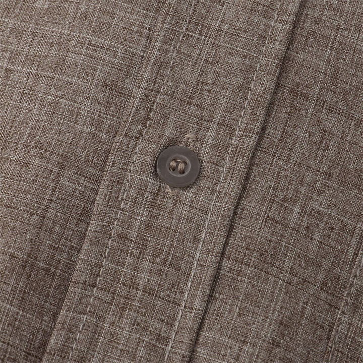 Buddha Stones Sommer Herren Button Plain Kurzarm Baumwollhemd mit Tasche - image 39