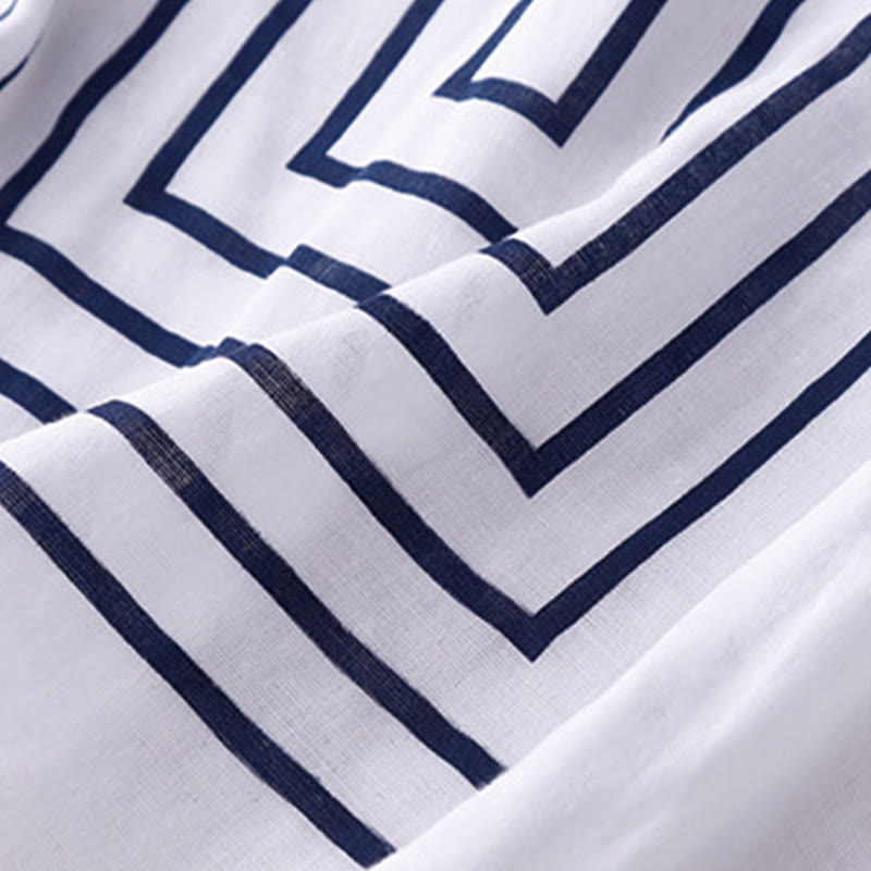 Lässiges Damen-T-Shirt aus Baumwolle und Leinen mit Buddha Stones und Liniendruckmuster - image 14