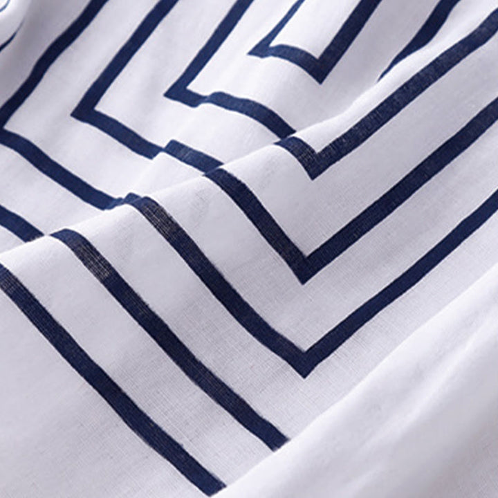 Lässiges Damen-T-Shirt aus Baumwolle und Leinen mit Buddha Stones und Liniendruckmuster - image 14