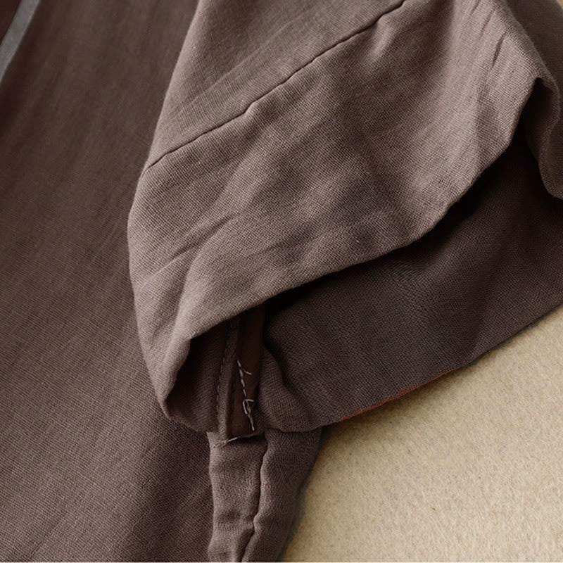 Lässiges Damen-T-Shirt aus Baumwolle und Leinen mit Buddha Stones und Liniendruckmuster - image 19