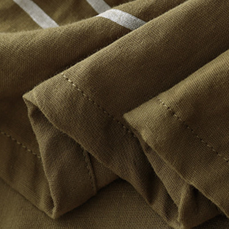 Lässiges Damen-T-Shirt aus Baumwolle und Leinen mit Buddha Stones und Liniendruckmuster - image 5