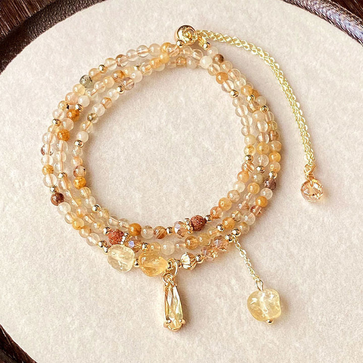 Buddha Stones Natürliche Citrinperlen Pleasure Mehrschichtiges Armband