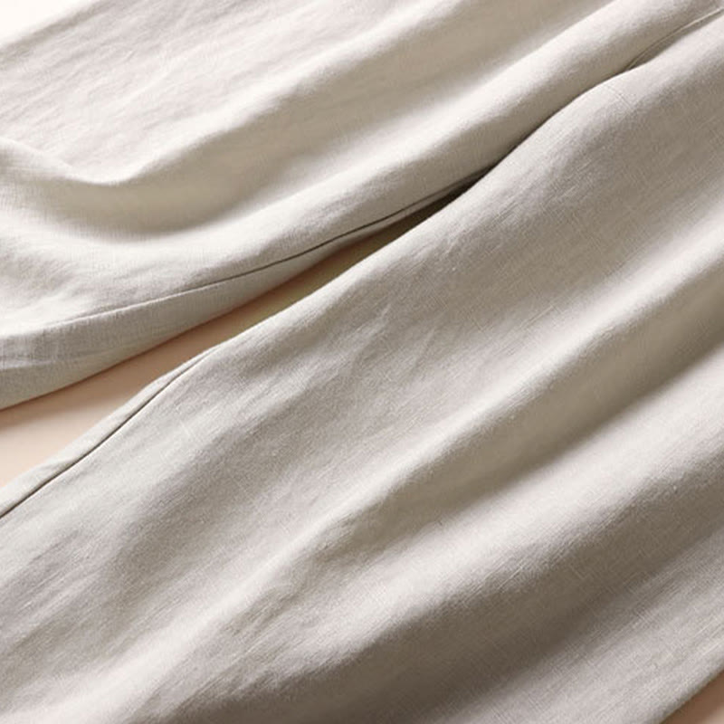 Buddha Stones Commute Damen-Hose mit weitem Bein und Taschen, einfarbig, Länge 7-8, Baumwoll-Leinen-Mischgewebe - image 5