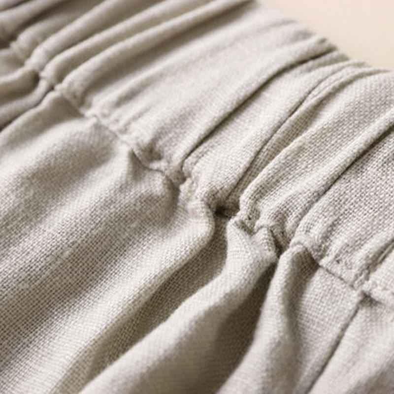 Buddha Stones Commute Damen-Hose mit weitem Bein und Taschen, einfarbig, Länge 7-8, Baumwoll-Leinen-Mischgewebe - image 3