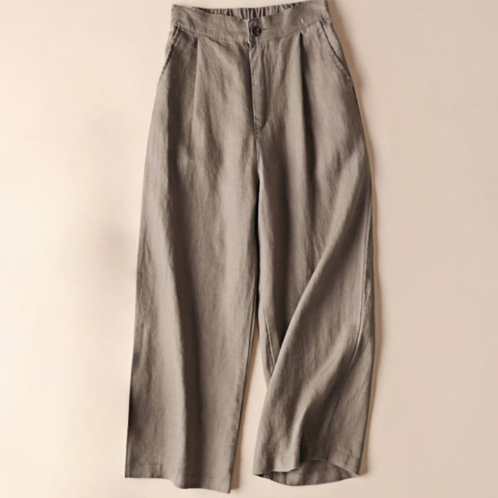 Buddha Stones Commute Einfarbige Damenhose mit weitem Bein und Kordelzug in der Länge 7–8 aus Baumwollleinen mit Taschen - Bräunen - US12， UK/AU16，EU44 (3XL) - image 16