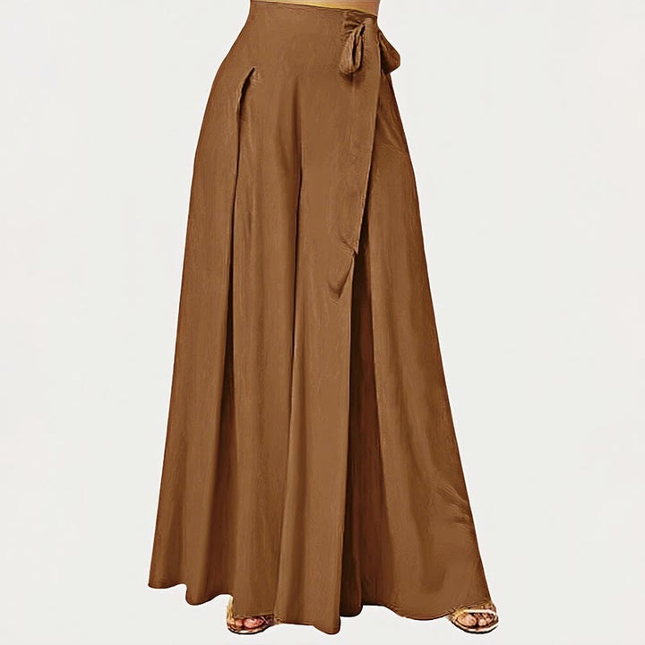 Buddha Stones Frühlings-Casual Retro Plain Kordelzug Damen Weite Beinhose mit Taschen