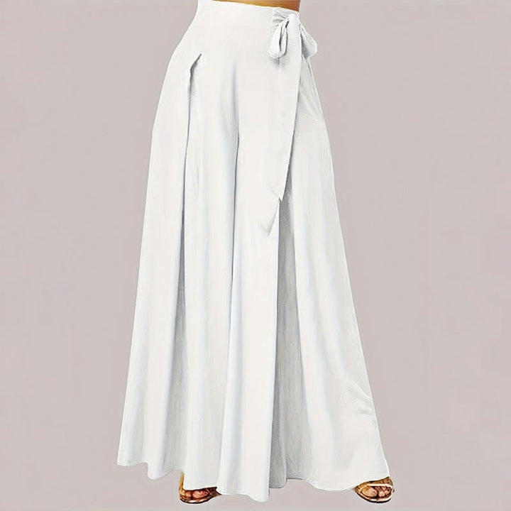 Buddha Stones Frühlings-Casual Retro Plain Kordelzug Damen Weite Beinhose mit Taschen