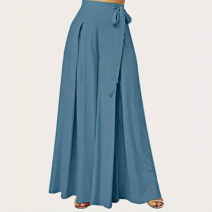 Buddha Stones Frühlings-Casual Retro Plain Kordelzug Damen Weite Beinhose mit Taschen