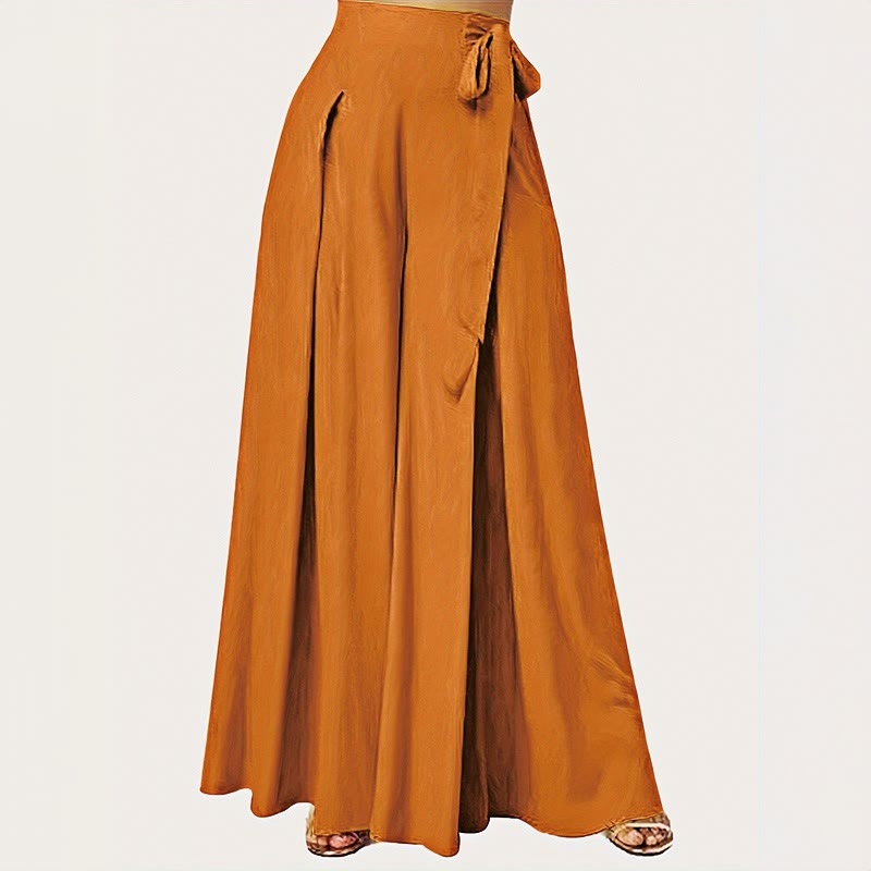 Buddha Stones Frühlings-Casual Retro Plain Kordelzug Damen Weite Beinhose mit Taschen