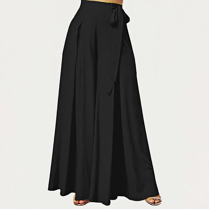 Buddha Stones Frühlings-Casual Retro Plain Kordelzug Damen Weite Beinhose mit Taschen