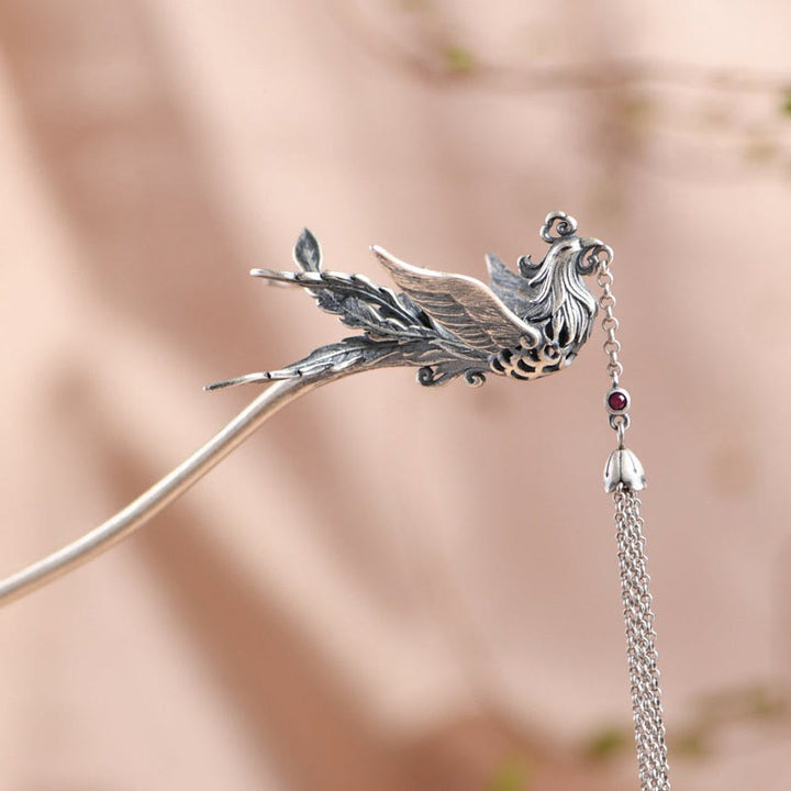 Buddha Stones 925 Sterling Silber Phoenix Quasten Schutz Haarnadel