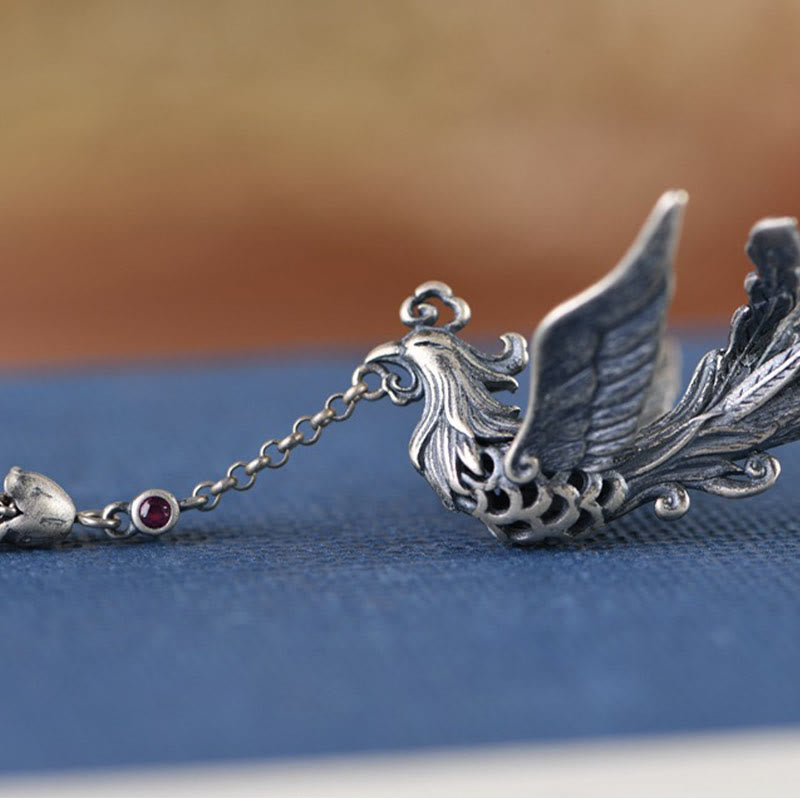Buddha Stones 925 Sterling Silber Phoenix Quasten Schutz Haarnadel