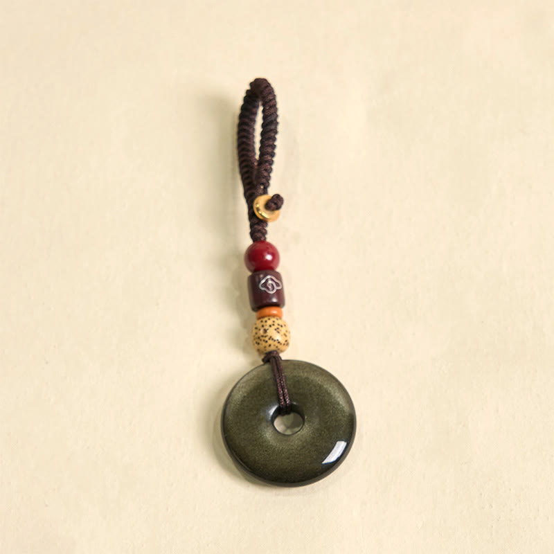 Buddha Stones Natürlicher Goldglanz Obsidian Frieden Schnalle Stärken Schlüssel Kette