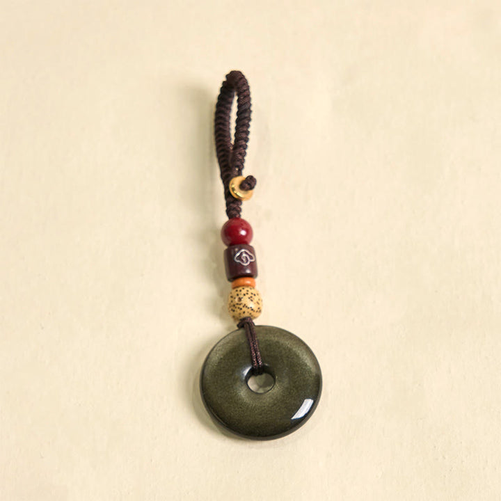 Buddha Stones Natürlicher Goldglanz Obsidian Frieden Schnalle Stärken Schlüssel Kette