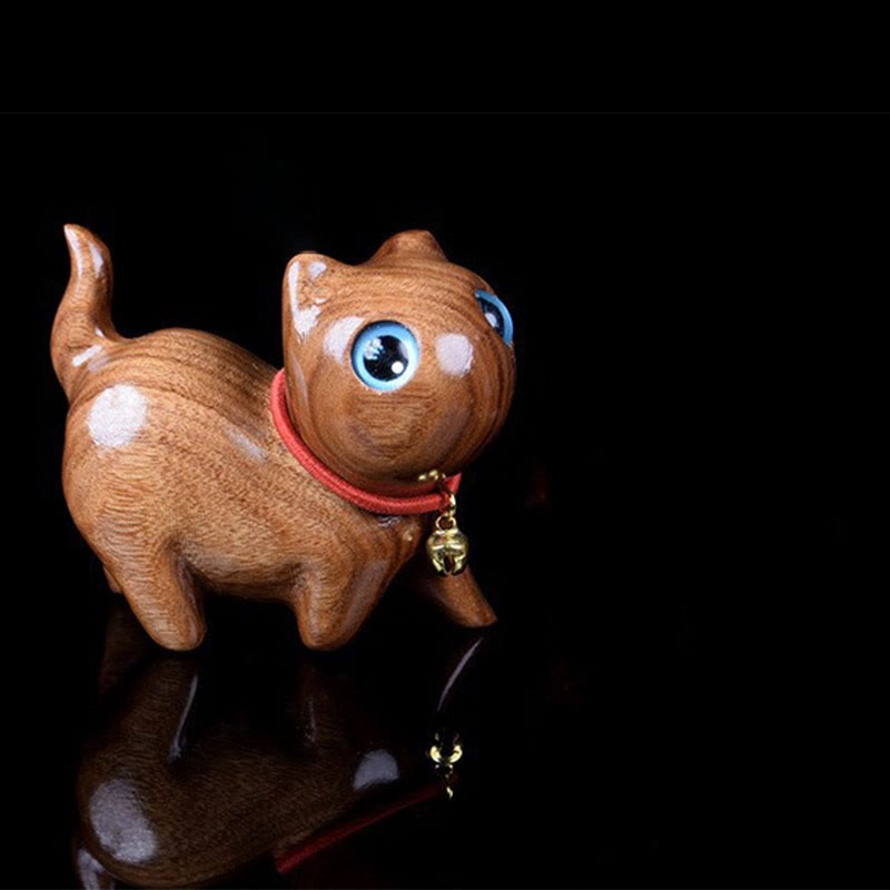 Buddha Stones, Rosenholz-Schnitzerei, Katze, Wärme, Heimdekoration - Blau, ca. 52 x 28 x 36 mm - image 3