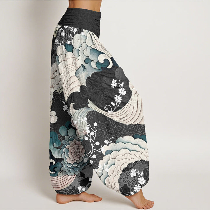 Buddha Stones mit Blumen- und Wellenmuster für Damen mit elastischer Taille - image 7