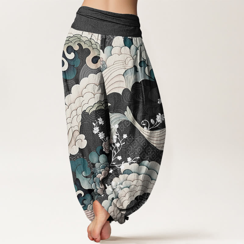 Buddha Stones mit Blumen- und Wellenmuster für Damen mit elastischer Taille - image 6