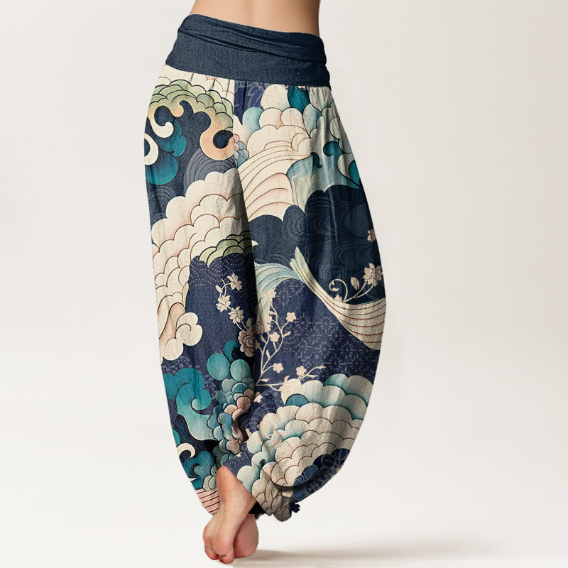 Buddha Stones mit Blumen- und Wellenmuster für Damen mit elastischer Taille - image 9
