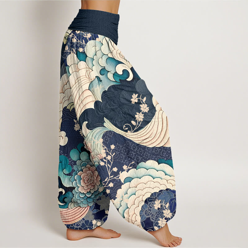 Buddha Stones mit Blumen- und Wellenmuster für Damen mit elastischer Taille - image 10